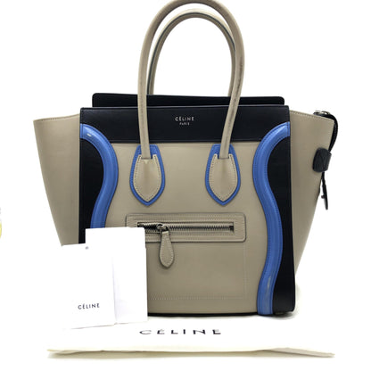 Celine Tri-Color Leather Luggage Tote Handbag