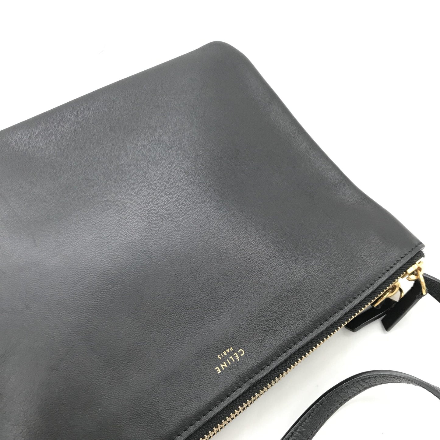 Celine Trio Black Leather Shoulder Bag