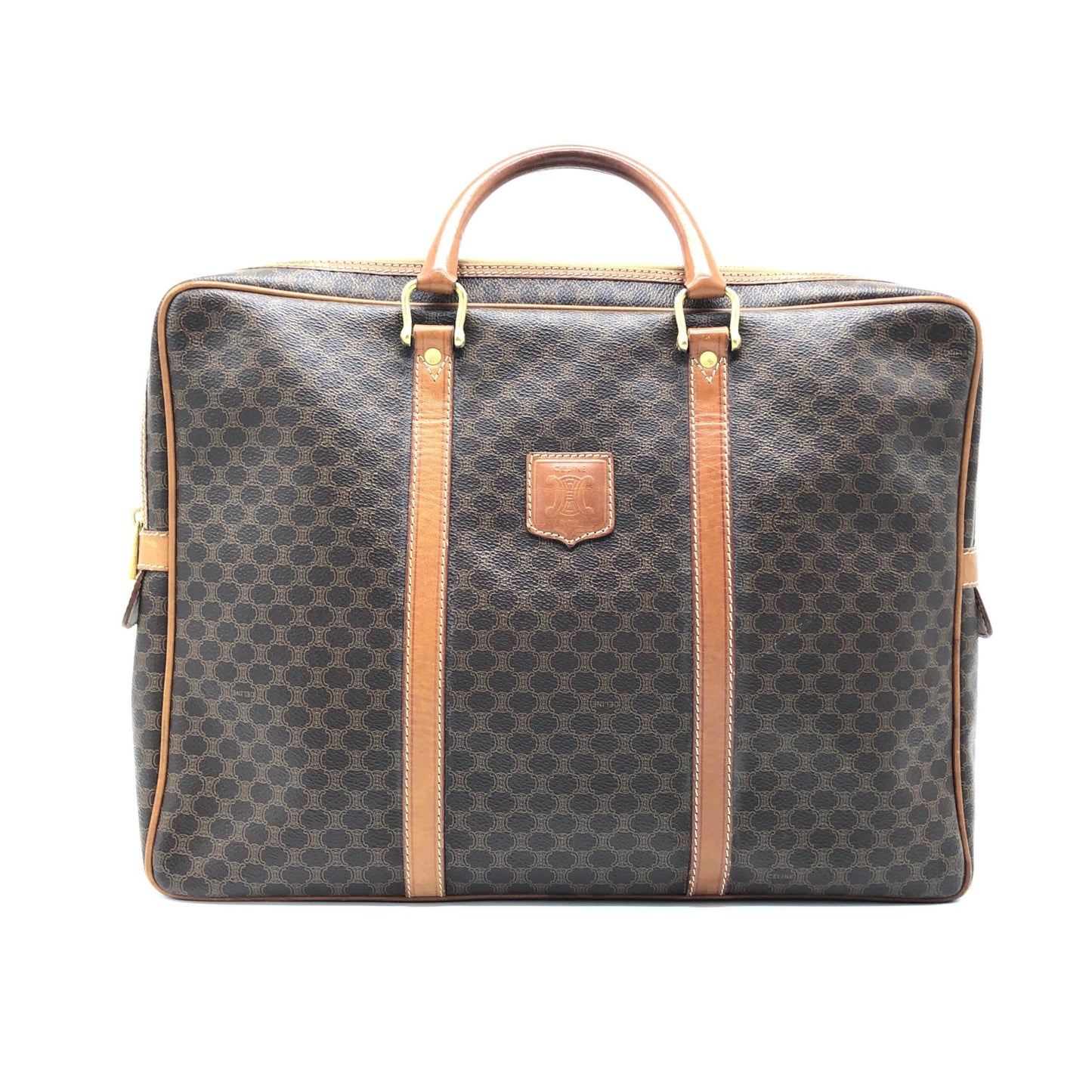 Celine Vintage Macadam Briefcase In Brown