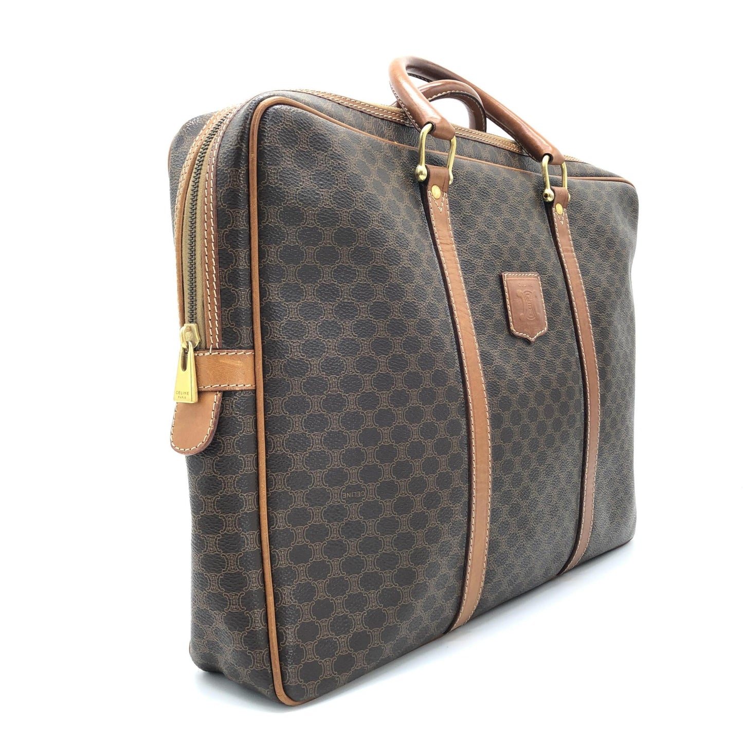 Celine Vintage Macadam Briefcase In Brown