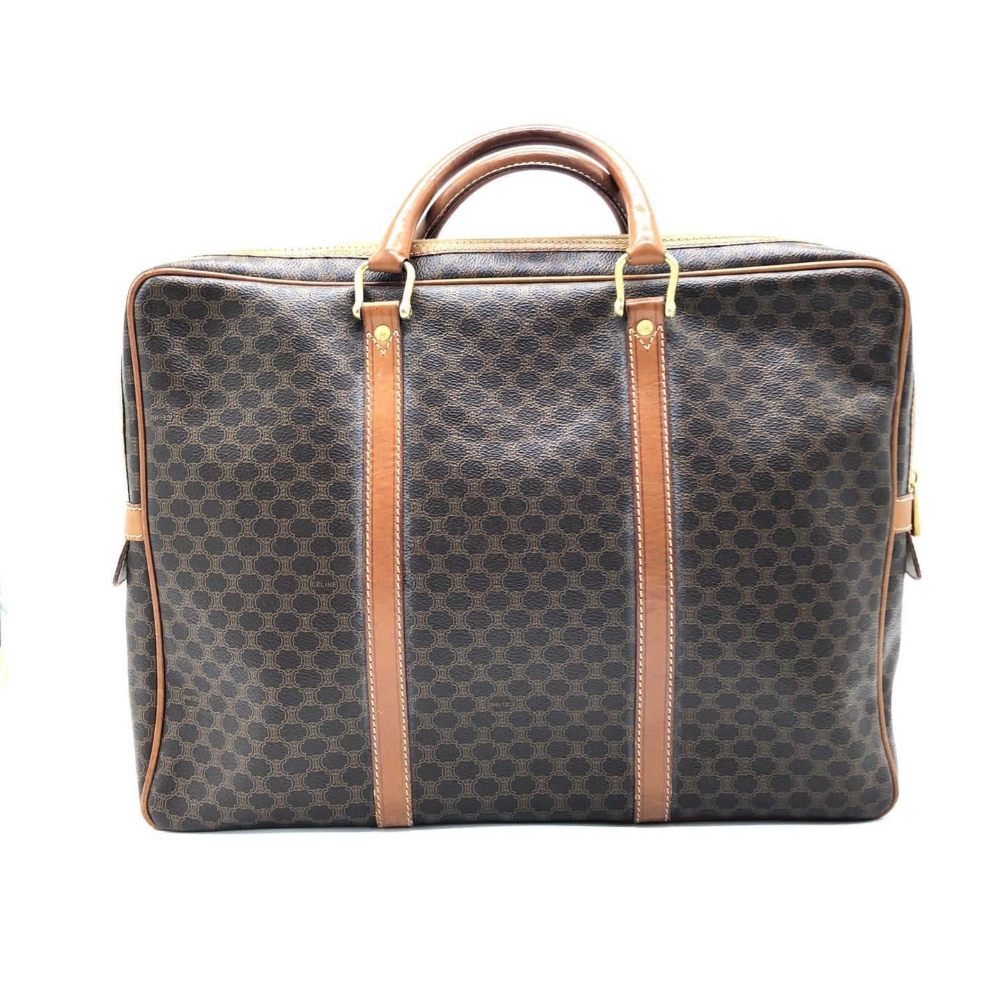 Celine Vintage Macadam Briefcase In Brown