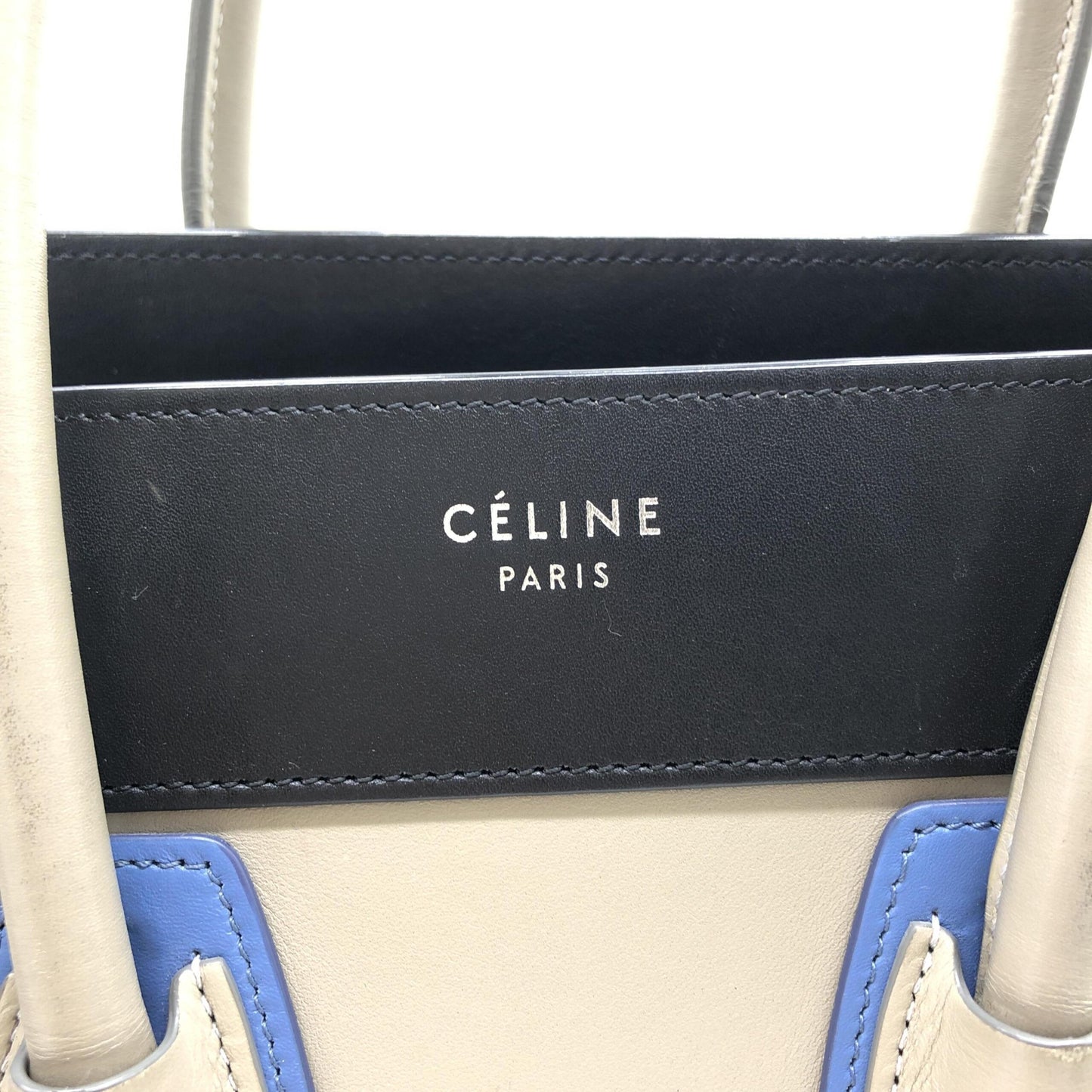 Celine Tri-Color Leather Luggage Tote Handbag