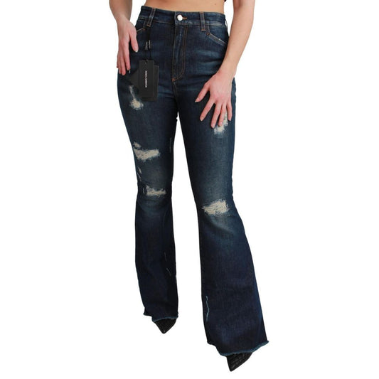 Dolce & Gabbana Blue Cotton Flared Jeans