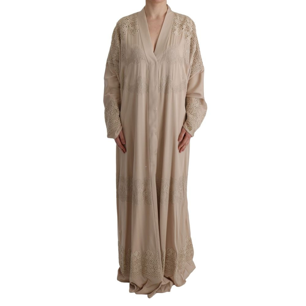 Dolce & Gabbana Beige Silk Full-Length Jacket