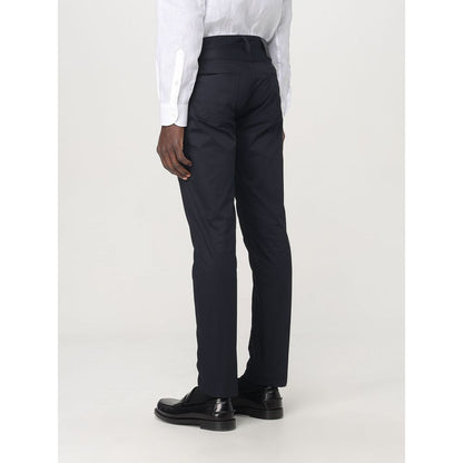 Emporio Armani Blue Cotton Casual Pants