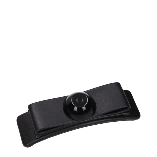 Salvatore Ferragamo Black Leather Hair Clip