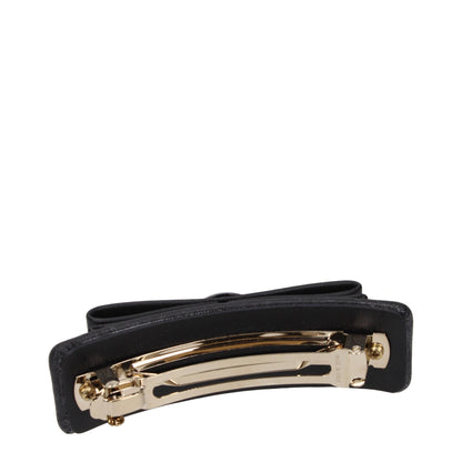 Salvatore Ferragamo Black Leather Hair Clip