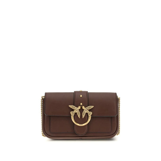 PINKO Brown Calf Leather Bos Taurus Shoulder Bag