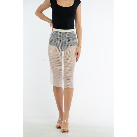 Patrizia Pepe White Polyester Midi Skirt