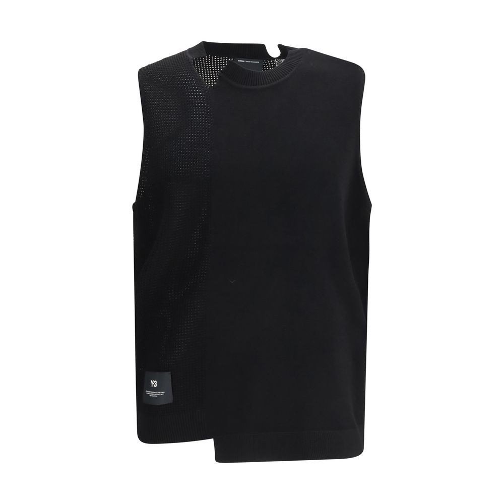 Y-3 Black Cotton Sleeveles Sweater