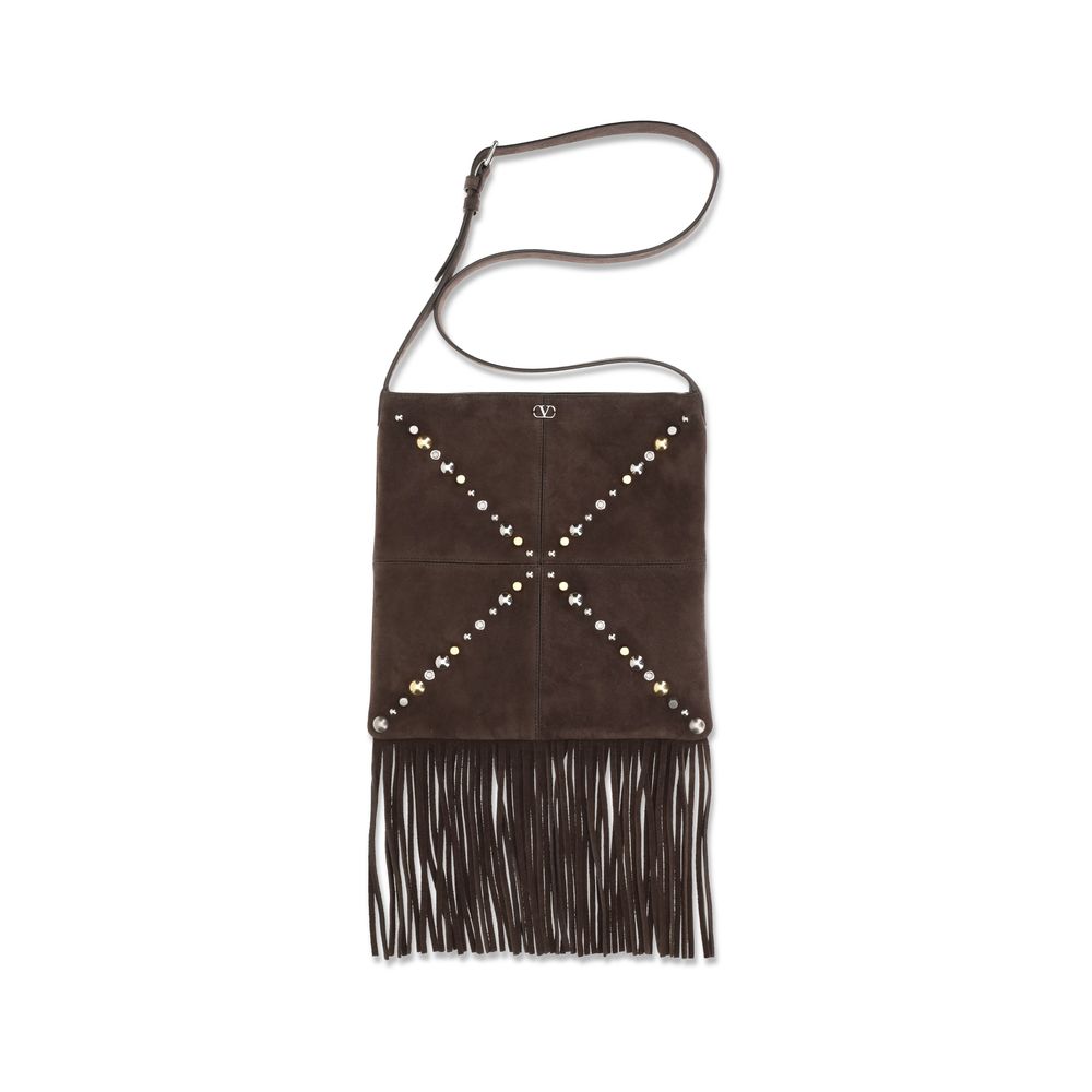 Valentino Garavani Brown Calf Leather Bos Taurus Shoulder Bag