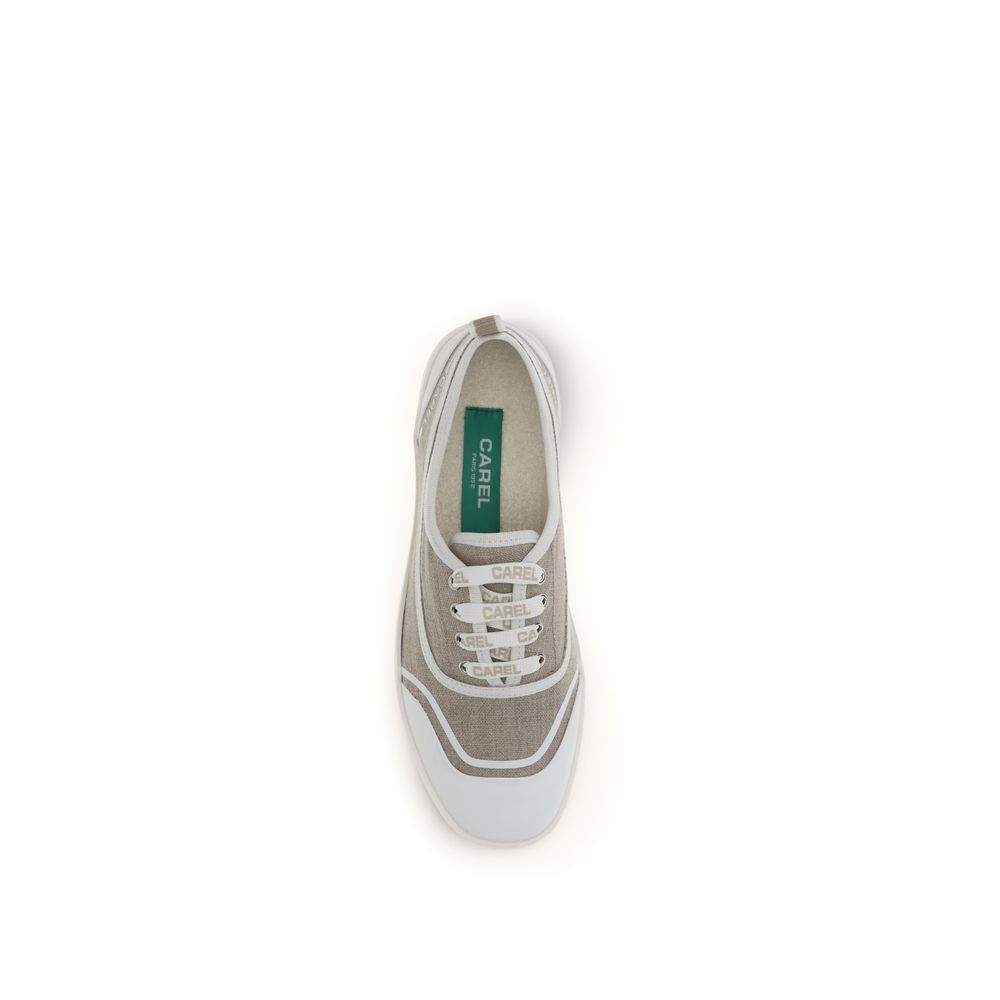 Carel Paris Beige Cotton Low Top Sneakers