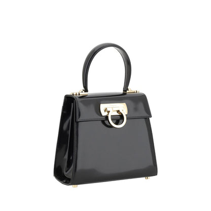 Ferragamo Black Calf Leather Bos Taurus Handbag