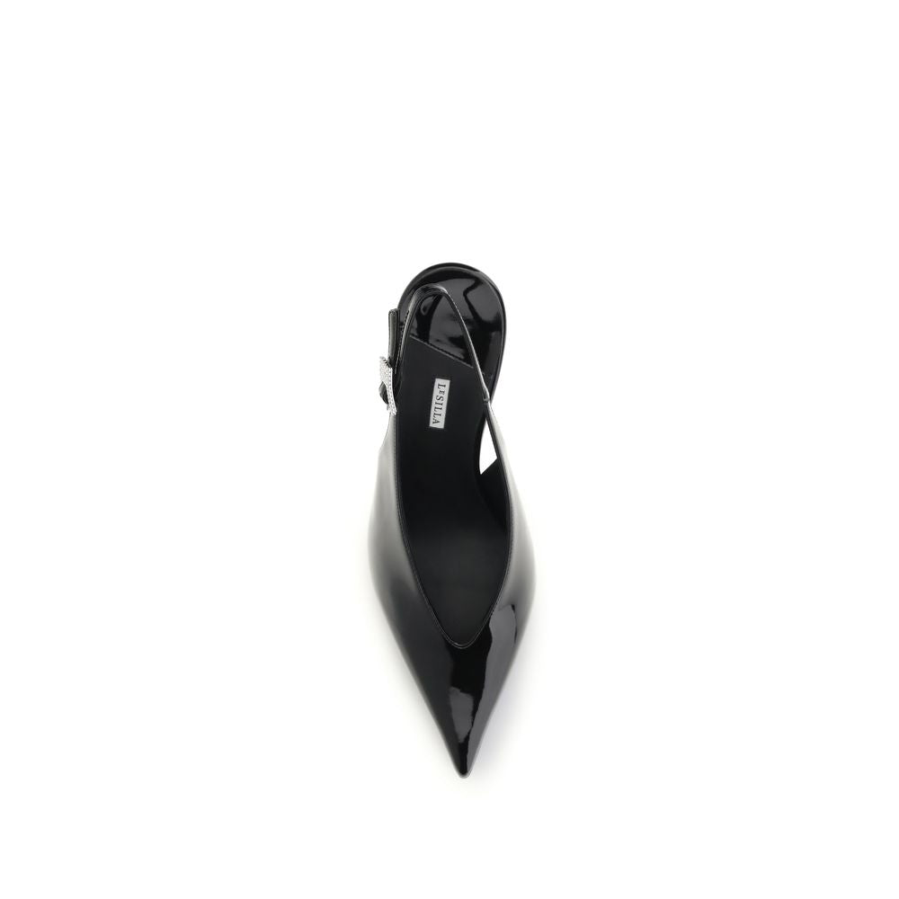 LE SILLA Black Calf Leather Bos Taurus High Heel Pumps
