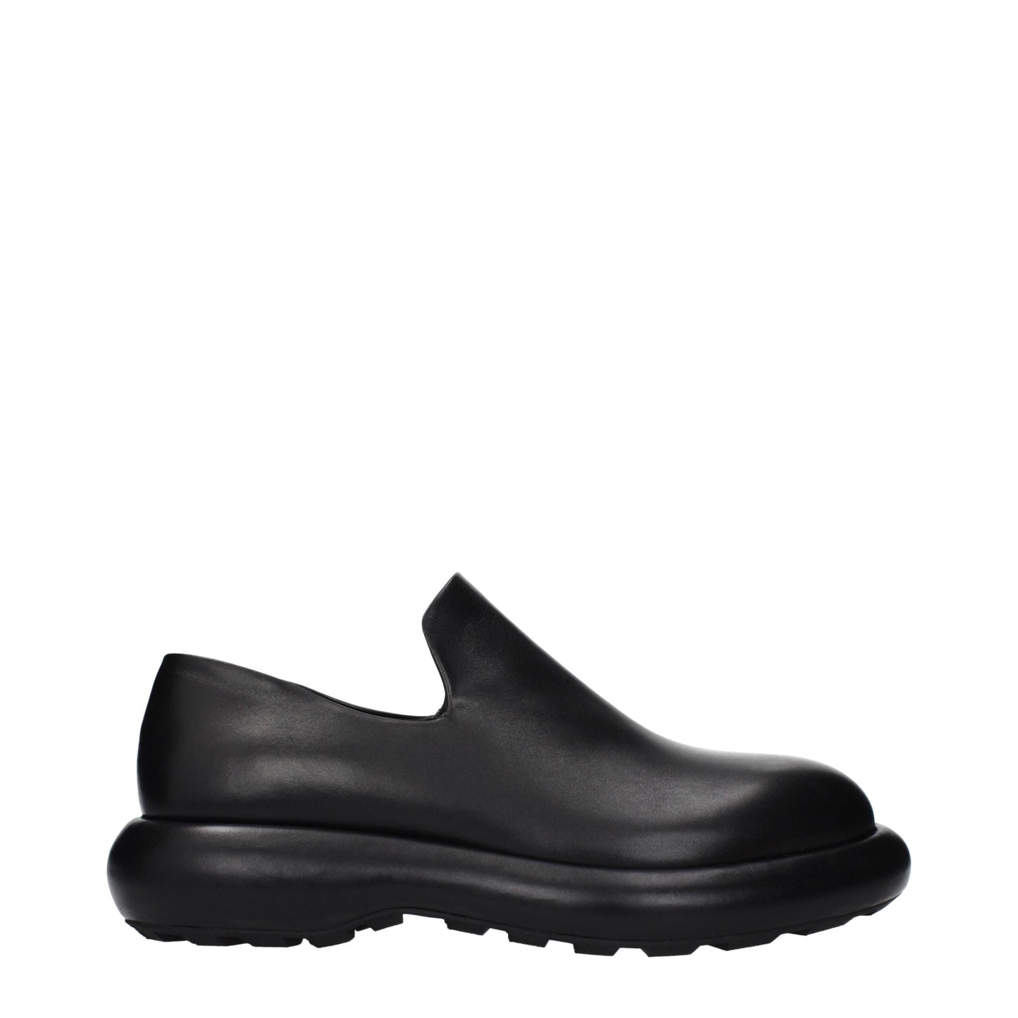 Jil Sander Black Leather Slip-On Loafers