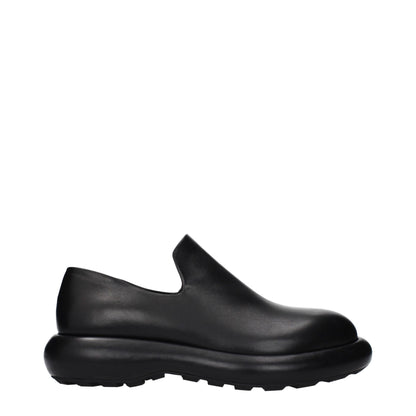 Jil Sander Black Leather Slip-On Loafers