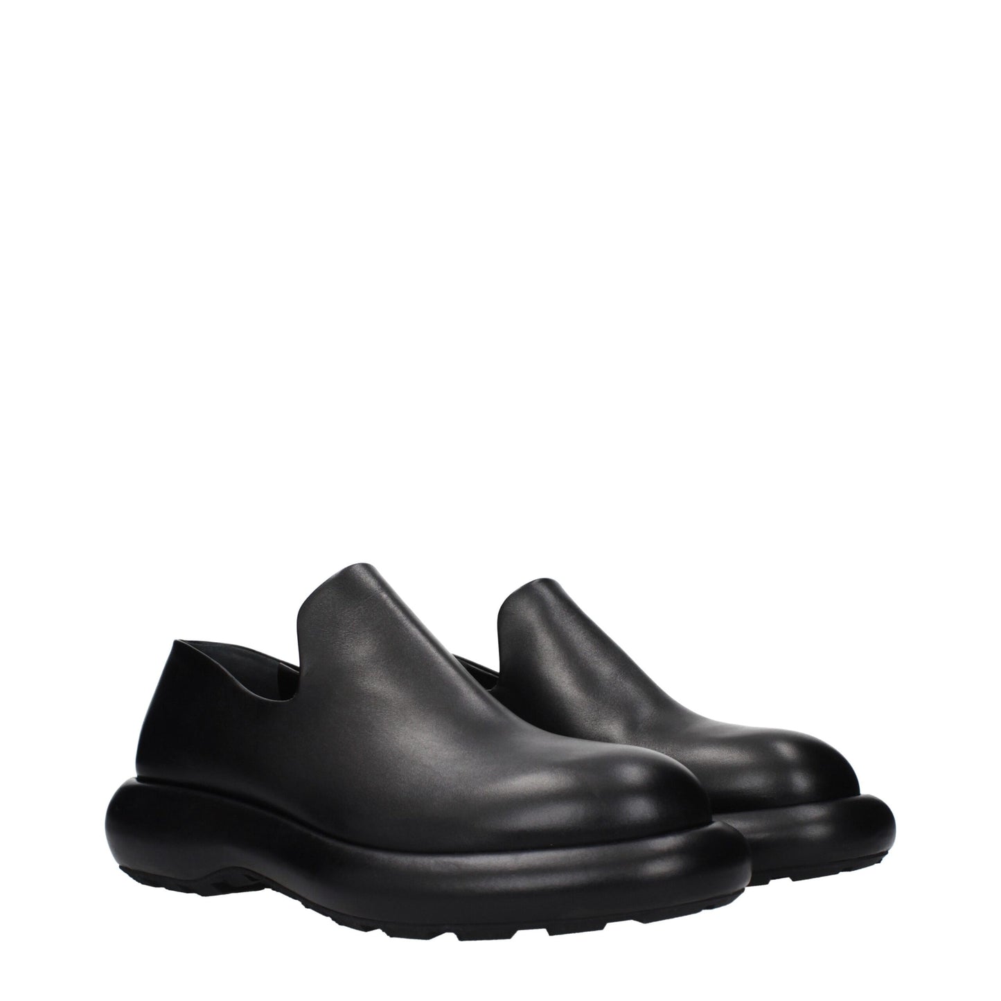Jil Sander Black Leather Slip-On Loafers