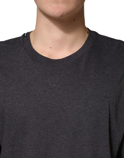 Dolce & Gabbana Dark Grey Cotton Crewneck Short Sleeve