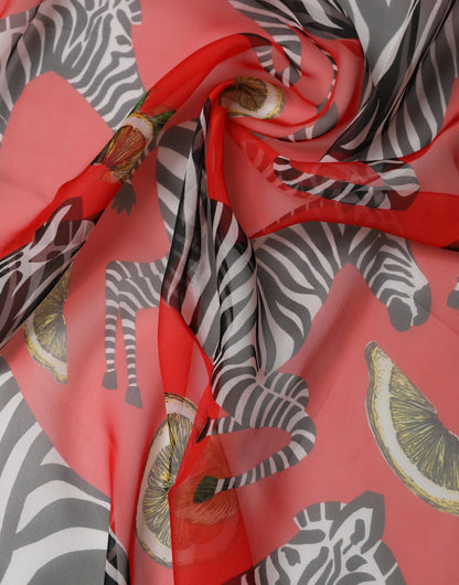 Dolce & Gabbana Red Zebra Print Silk Wrap Shawl Stole 200cm x 132cm Scarf