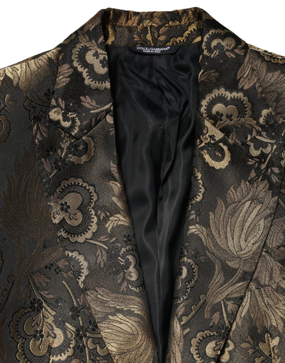 Dolce & Gabbana Gold Jacquard Single Breasted Tuxedo Blazer