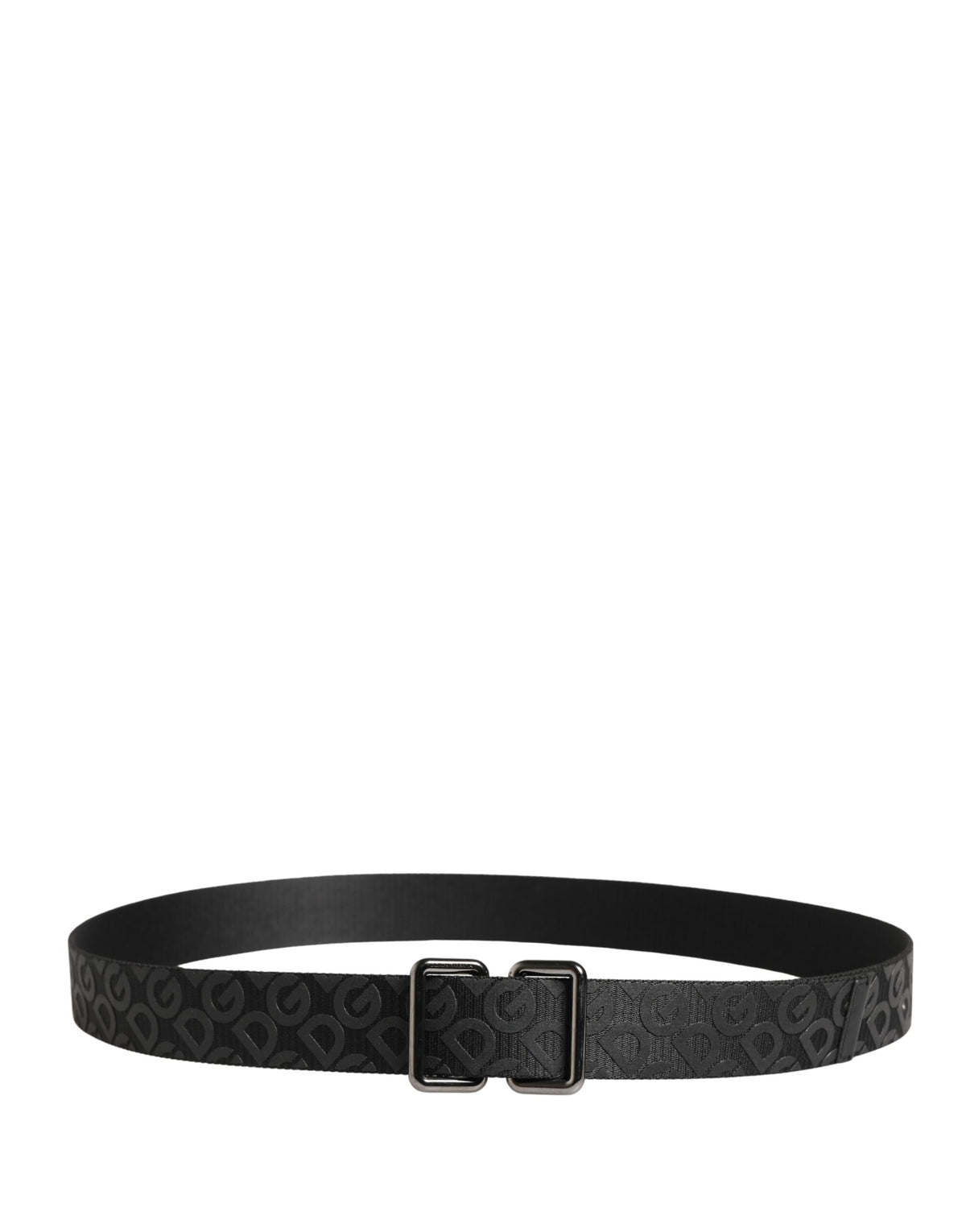 Dolce & Gabbana Gürtel mit schwarzem Logo-Monogramm und Silberschnalle