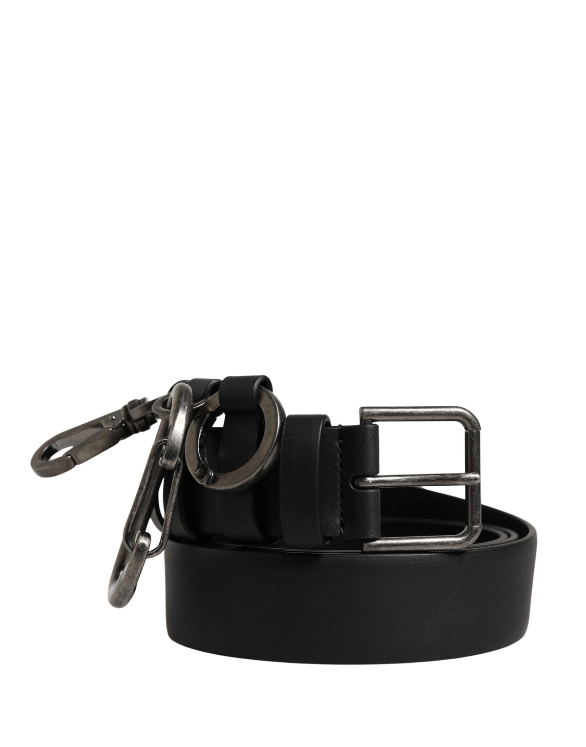 Dolce & Gabbana Gürtel aus schwarzem Kalbsleder mit silberner Metallschließe