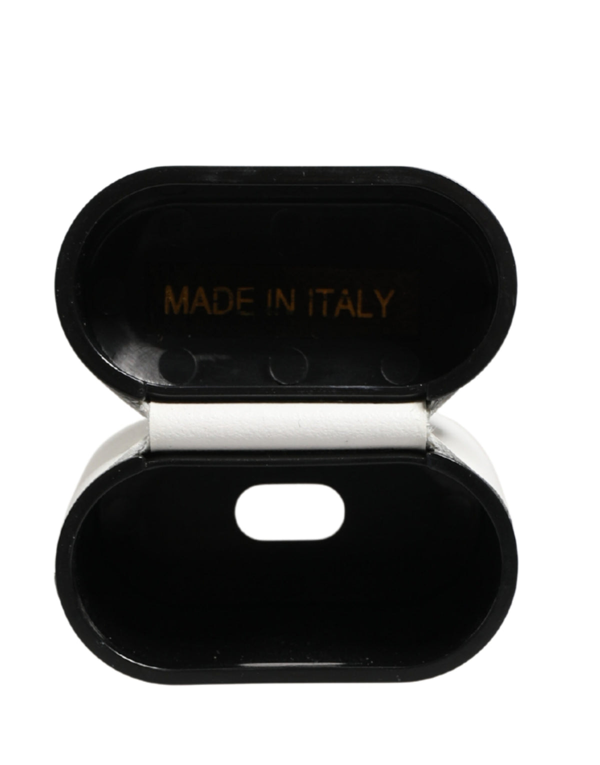 Dolce & Gabbana White Calf Leather Logo Print Flip Holder  Airpods Case