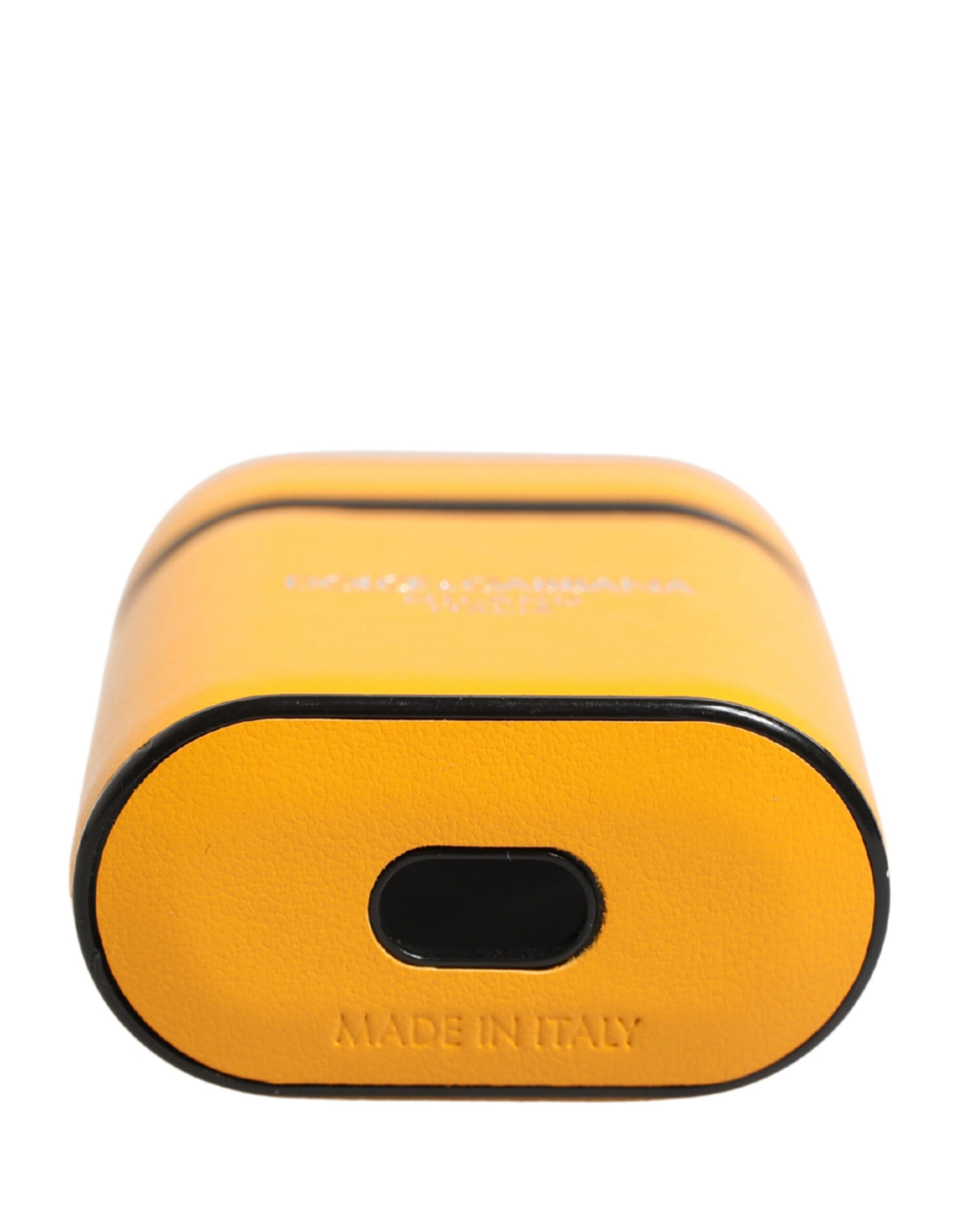 Dolce & Gabbana Case Yellow Calf Leather Logo Flip Holder Strap Airpods