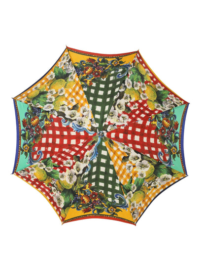 Dolce & Gabbana Multicolor Carretto Siciliano Print Collapsible Umbrella