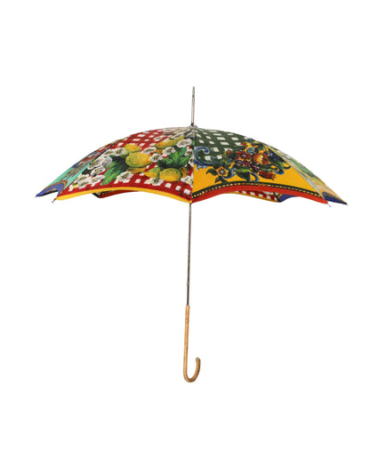 Dolce & Gabbana Multicolor Carretto Siciliano Print Collapsible Umbrella