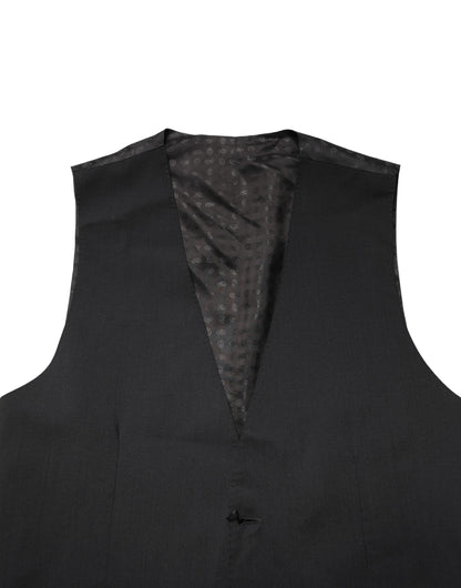 Dolce & Gabbana Black Wool Dress Men Formal Waistcoat Vest