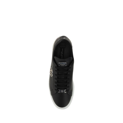 Philipp Plein Black Leather Low Top Sneakers