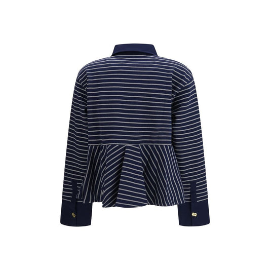 Ganni Blue Cotton Polo Shirt