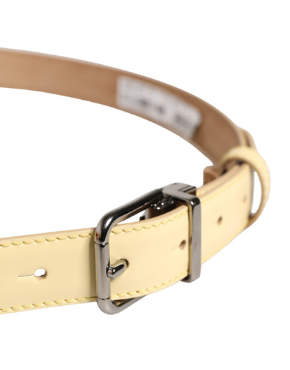Dolce & Gabbana Men Yellow Classic Leather Metal Buckle Belt