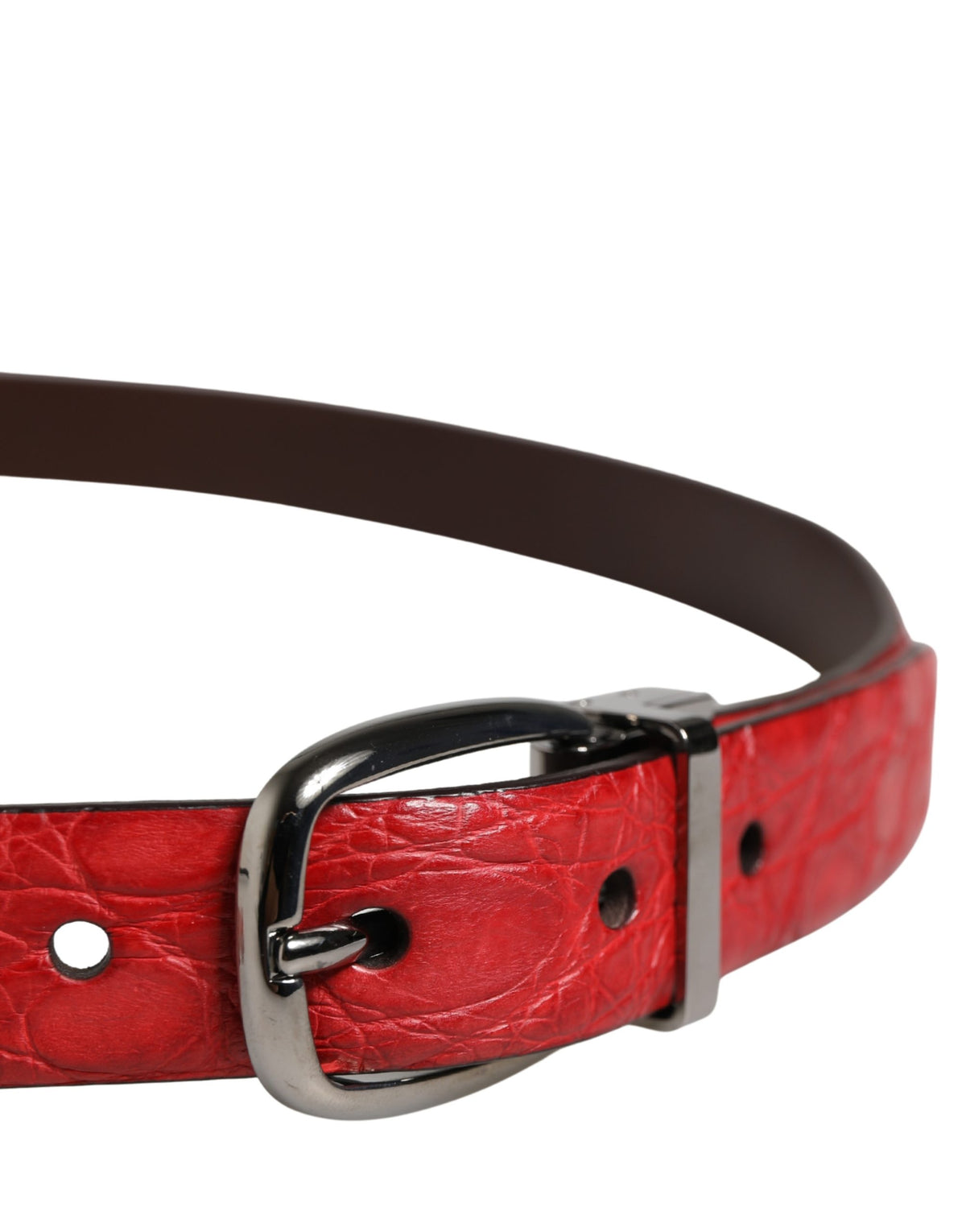 Dolce & Gabbana Herren Gürtel aus rotem Exotenleder mit Metallschnalle