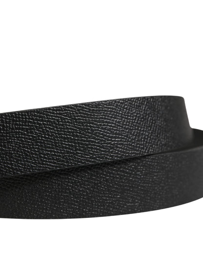 Dolce & Gabbana Men Black Calf Leather Metal Buckle Belt