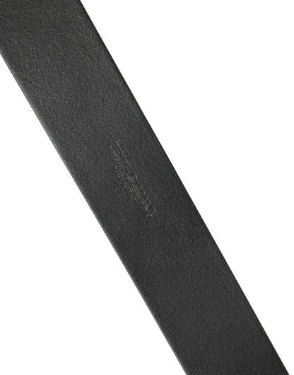 Dolce & Gabbana Men Black Leather DG Logo Metal Buckle Belt