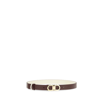 Ferragamo Brown Calf Leather Bos Taurus Thin Belt
