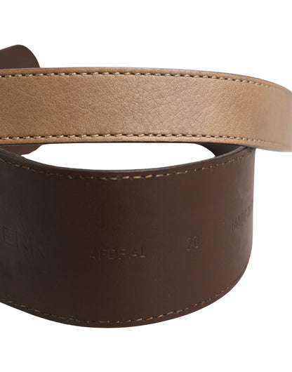 GF Ferre Brown Genuine Leather Logo Wide Waist Women Belt