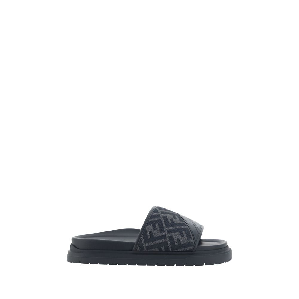 Fendi Gray Fabric Sandals