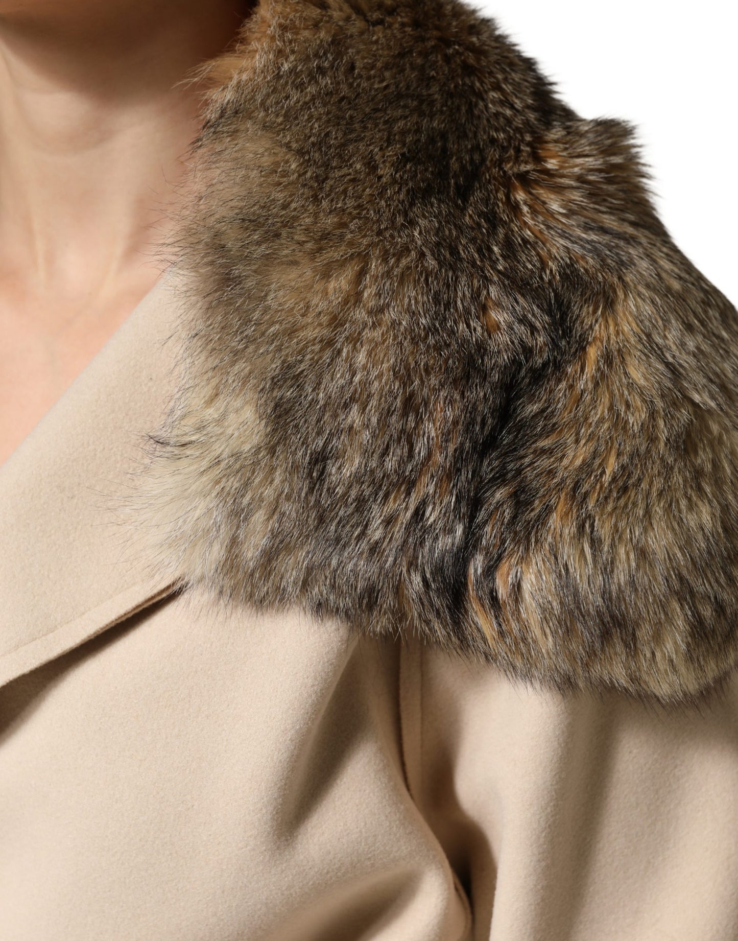Dolce &amp; Gabbana – Brauner Pelz-Schulterkragen-Halswickelschal