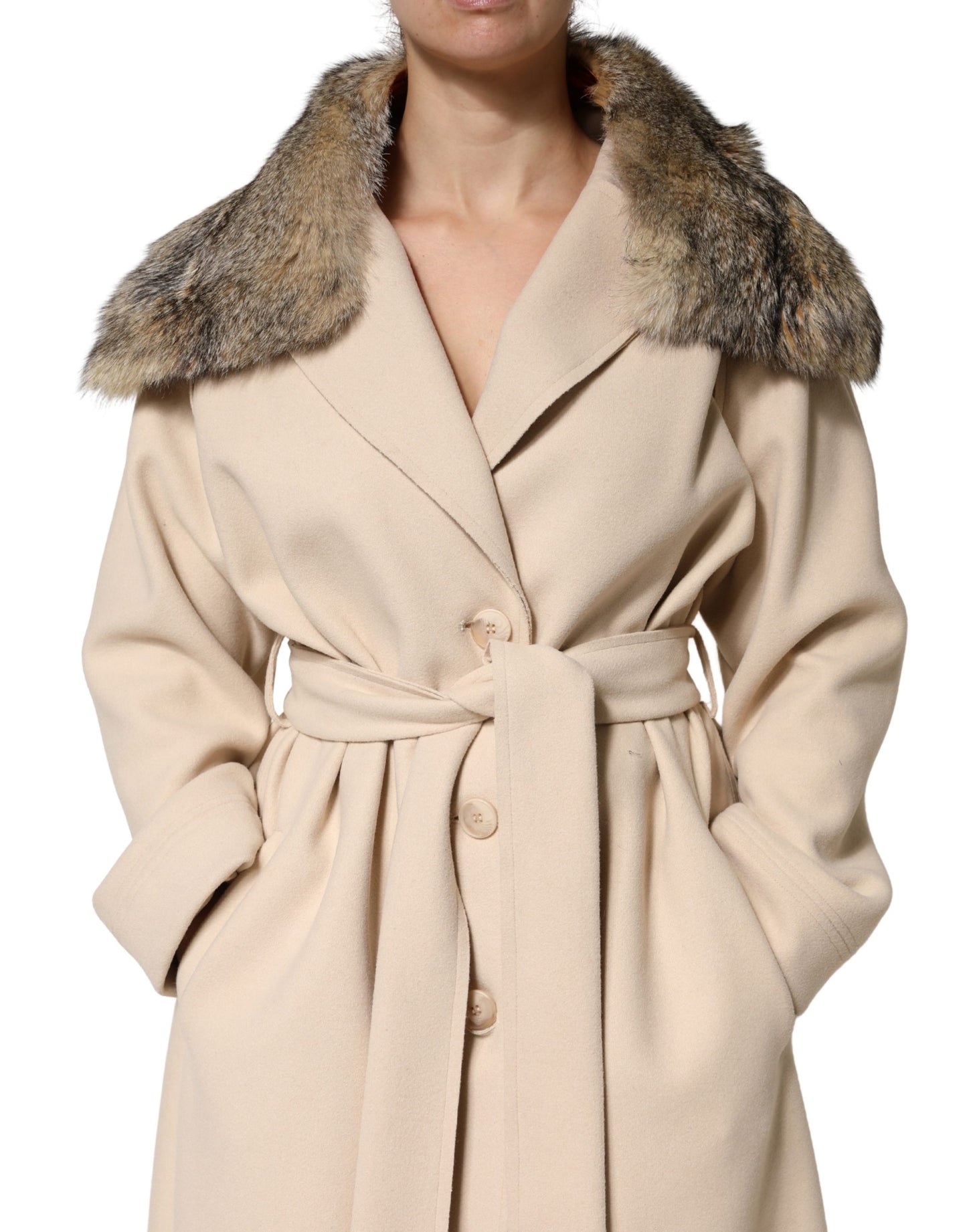 Dolce &amp; Gabbana – Brauner Pelz-Schulterkragen-Halswickelschal
