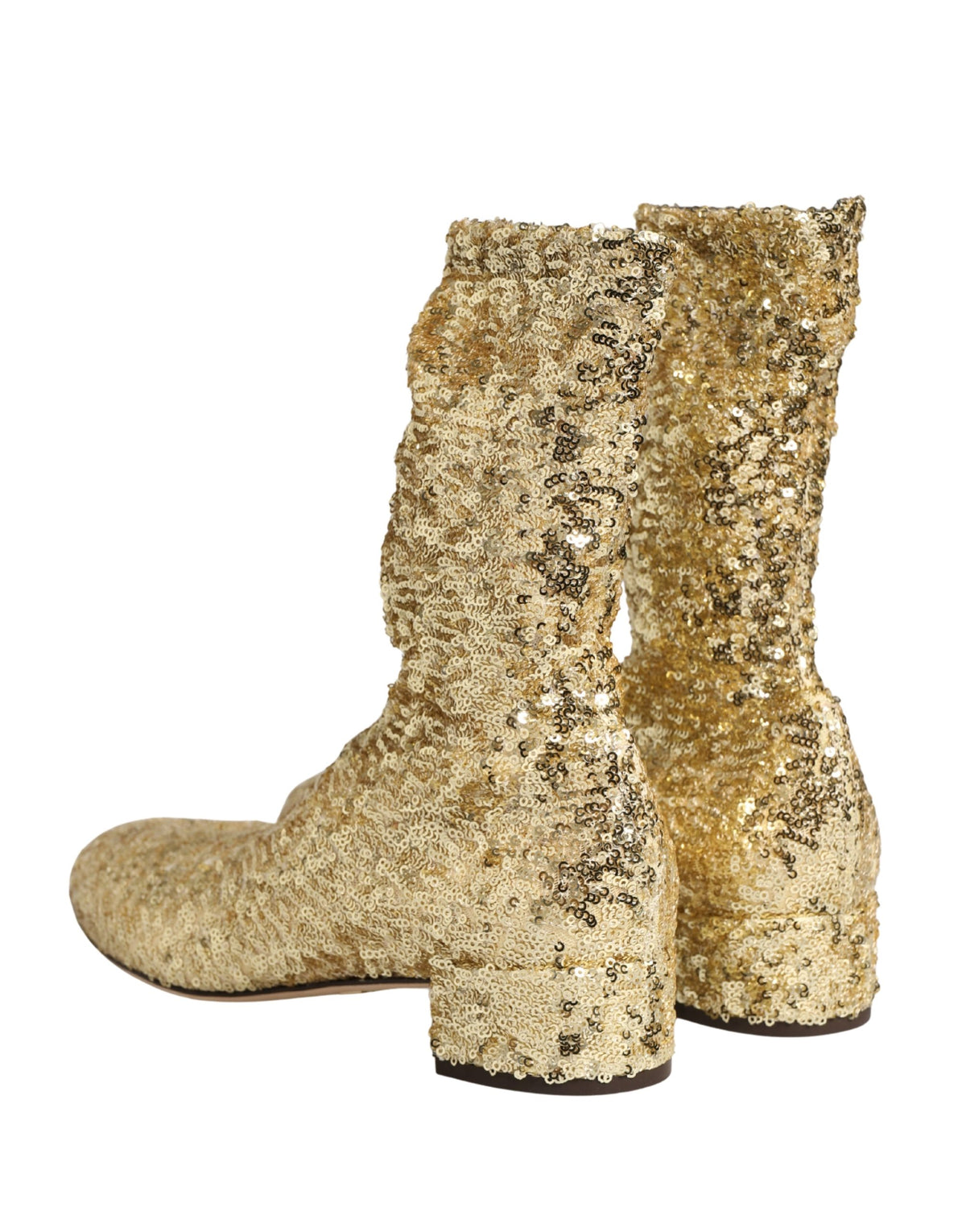 Dolce & Gabbana Goldene Pailletten-Stiefeletten Stretch-Schuhe