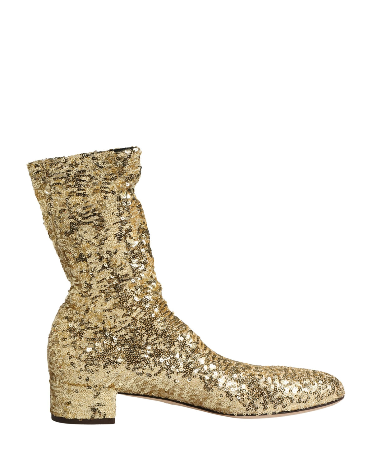 Dolce & Gabbana Goldene Pailletten-Stiefeletten Stretch-Schuhe