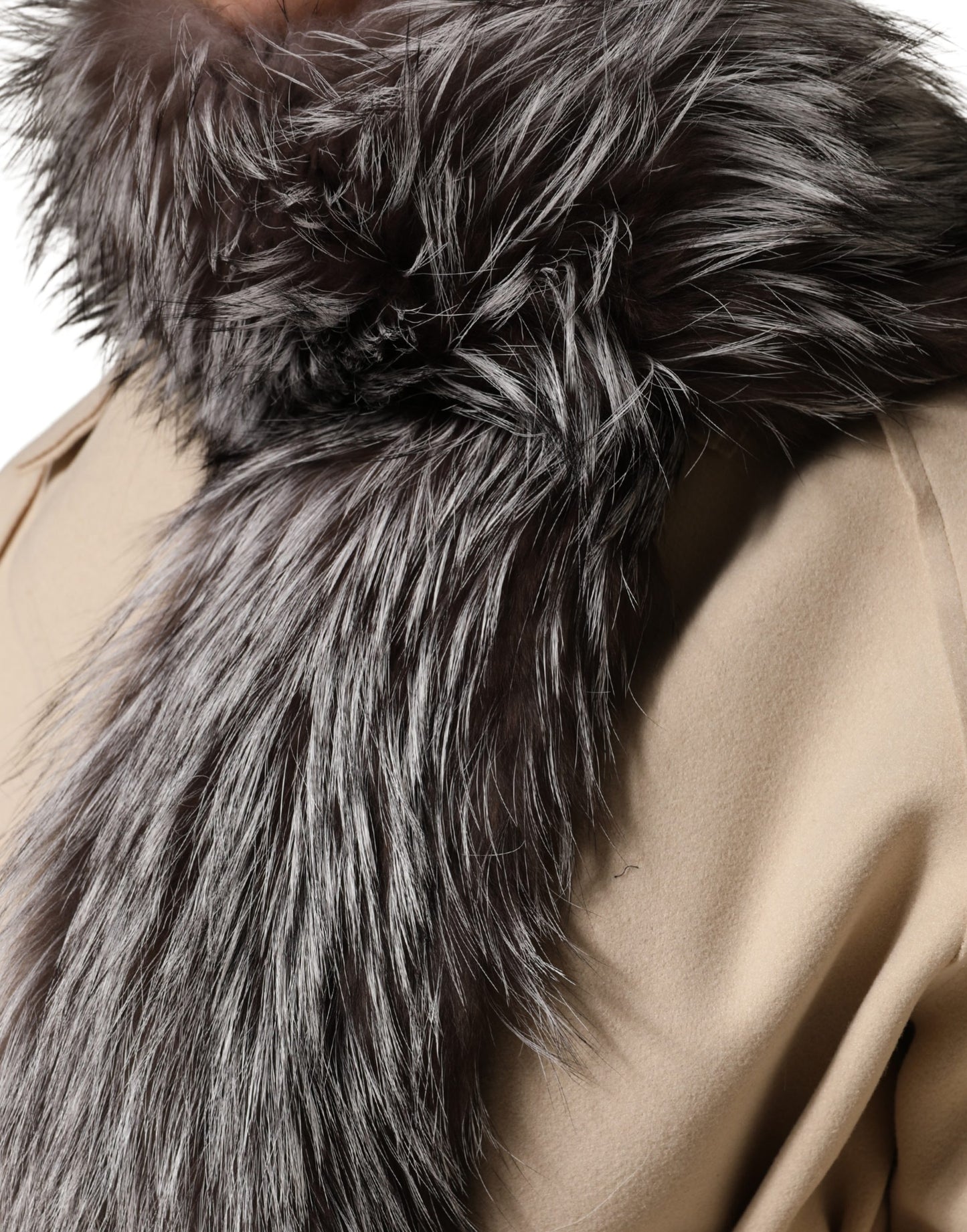 Dolce &amp; Gabbana Grauer Fuchspelz-Halswickelwärmer-Winterschal