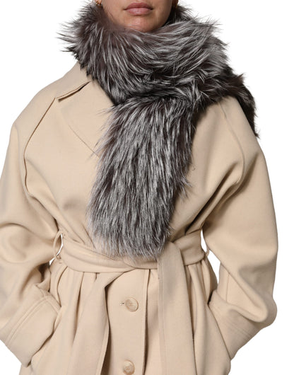 Dolce &amp; Gabbana Grauer Fuchspelz-Halswickelwärmer-Winterschal