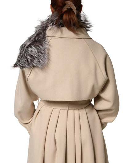 Dolce &amp; Gabbana Grauer Fuchspelz-Halswickelwärmer-Winterschal