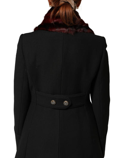 Dolce &amp; Gabbana – Schal mit Pelz-Streifen in Schwarz und Rot