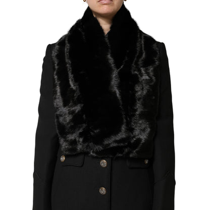 Dolce &amp; Gabbana Schwarzer Pelzschal Halswickel-Kragenschal