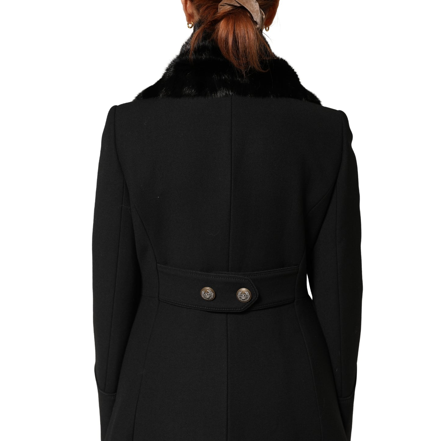Dolce &amp; Gabbana Schwarzer Pelzschal Halswickel-Kragenschal